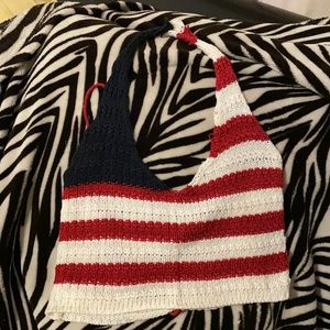 FULL TILT Patriotic Crochet Halter Top
